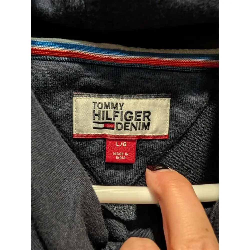 Vtg Style Tommy Hilfiger Denim Pullover Sweatshirt Large Red White Blue - Picture 5 of 8